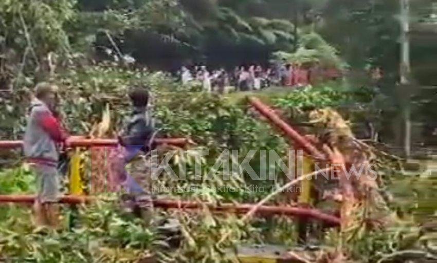 Angin Kencang, Pohon Beringin Tumbang Tutup Jalinsum di Tapsel