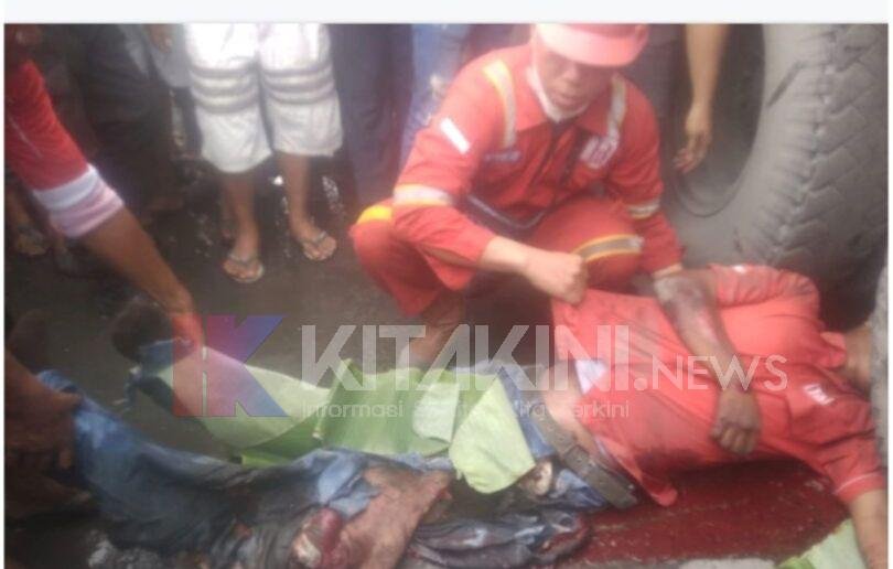 Pengedara Sepeda Motor Tewas Terlindas Truk Bermuatan Kontainer di Belawan