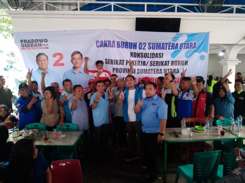 Pekerja dari 30 Serikat Buruh Nyatakan Sikap Menangkan Prabowo-Gibran