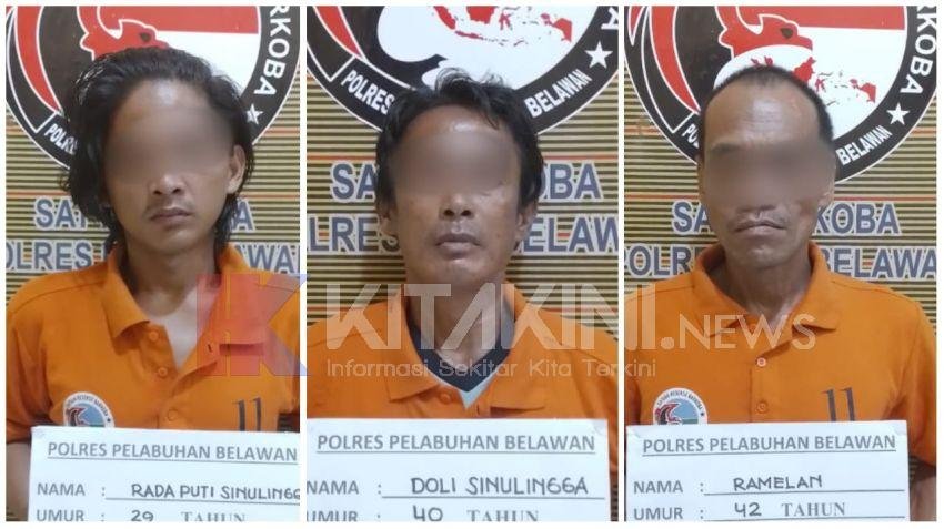 Polres Pelabuhan Belawan Tangkap 3 Orang Terduga Pengedar Narkoba di Brayan