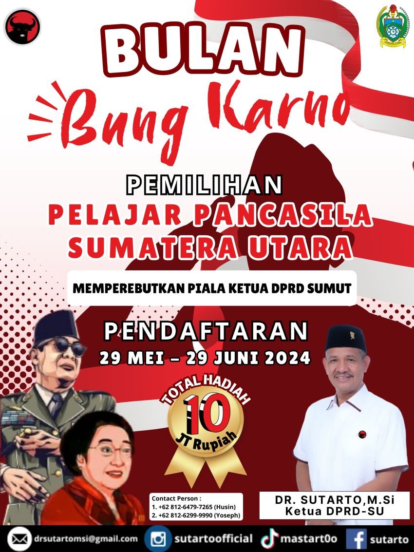 Bulan Bung Karno, Sutarto Adakan Pemilihan Pelajar Pancasila se-Sumatera Utara