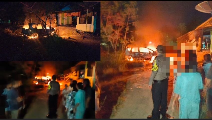 Berawal Dari Cekcok soal Geber Mobil, Warga di Paluta Bakar Mobil