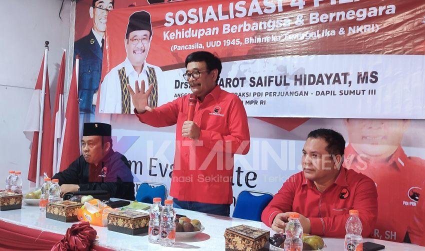 HADANG ANCAMAN PERPECAHAN, DJAROT SAIFUL HIDAYAT GELAR SOSIALISASI 4 PILAR DI KABUPATEN ASAHAN