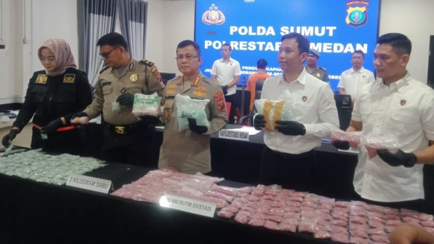 Polrestabes Medan Bekuk Pengedar 2 Kg Sabu dan 36.860 butir Ekstasi