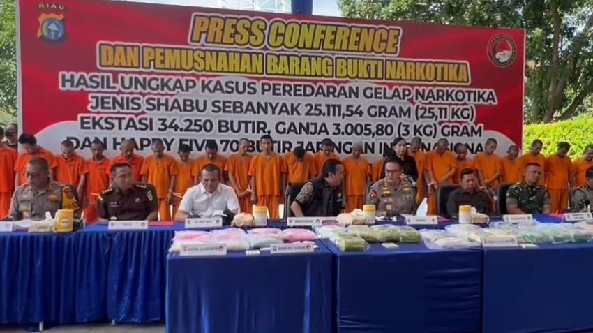 Polda Riau Sita Narkoba Senilai Rp35 Miliar dari Sindikat Internasional