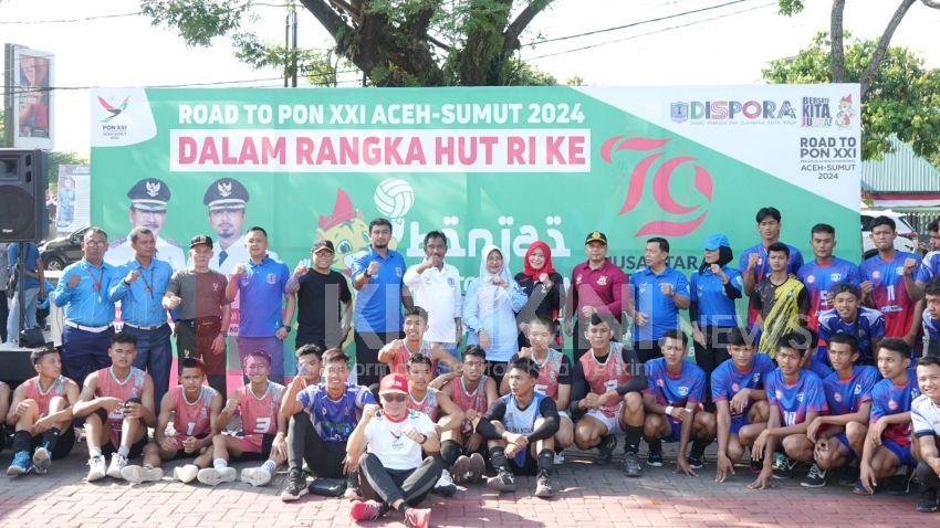 Semarak Sambut HUT RI Ke-79, Pemko Binjai Gelar Senam Bersama dan Turnamen Voli