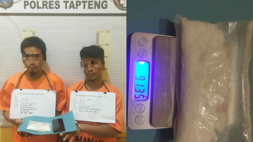 Polres Tapteng Tangkap Dua Warga Batubara Bawa 91,35 Gram Sabu