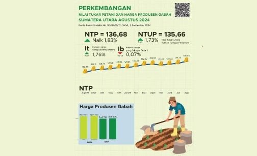 Agustus, Nilai Tukar Petani Sumut Naik 1,83 Persen