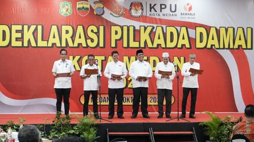 Tiga Paslon Wali Kota Medan Berkomitmen Wujudkan Pilkada Bersih dan Damai