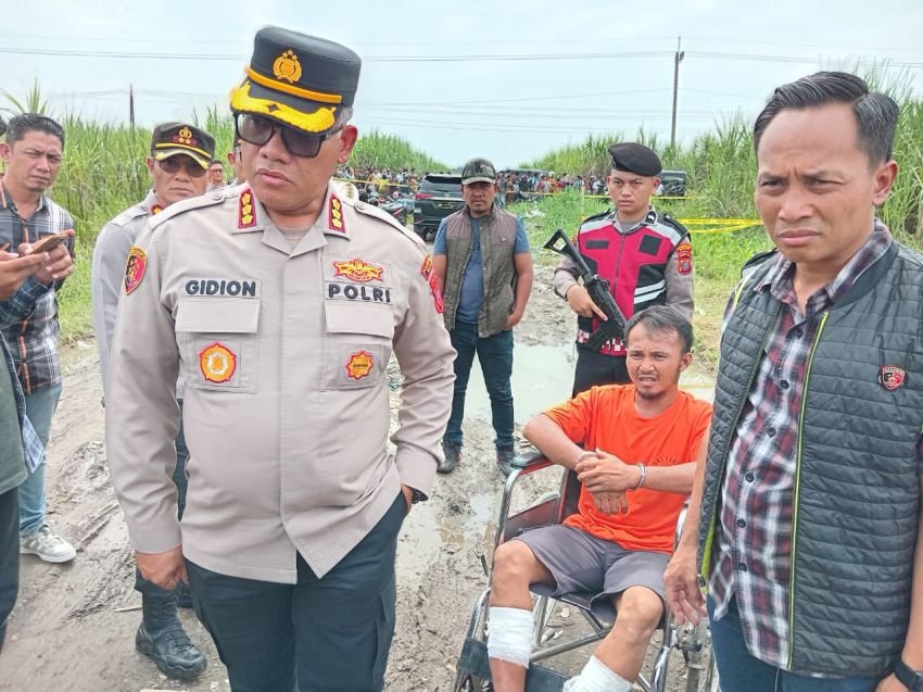 Coba Larikan DIri, Kaki Pria Pembunuh Pacar di Kebun Tebu Sei Semayang Ditembak