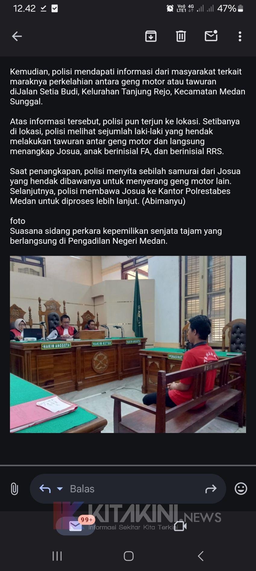 Bawa Samurai Untuk Tawuran, Seorang Remaja Dihukum Dua Tahun