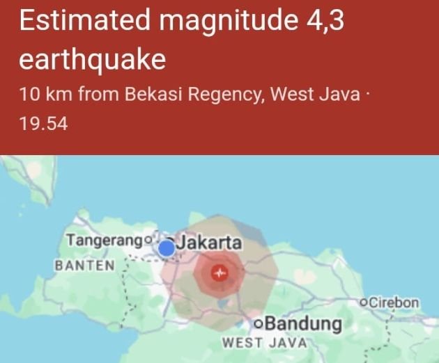 Jakarta Diguncang Gempa 4,9 SR, BMKG: Berpusat di Tenggara Bekasi