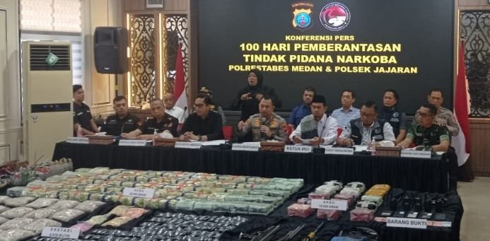 Program 100 Hari Berantas Narkoba Polrestabes Medan, Ungkap 526 Kasus dengan 718 Tersangka