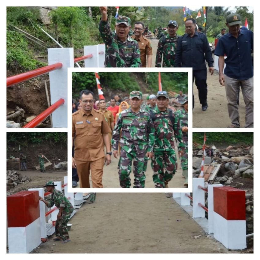 Pulihkan Akses Penghubung Antar Desa, Kodim 0212/Tapsel Meresmikan Penggunaan Jembatan Armco Aek Sibontar