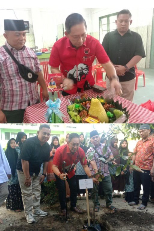 Wong Chun Sen Potong Tumpeng dan Tanam Pohon Bersama Anak Yatim