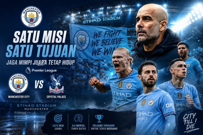 Man City di Ujung Tanduk, Guardiola Tantang Palace Demi Mimpi Juara