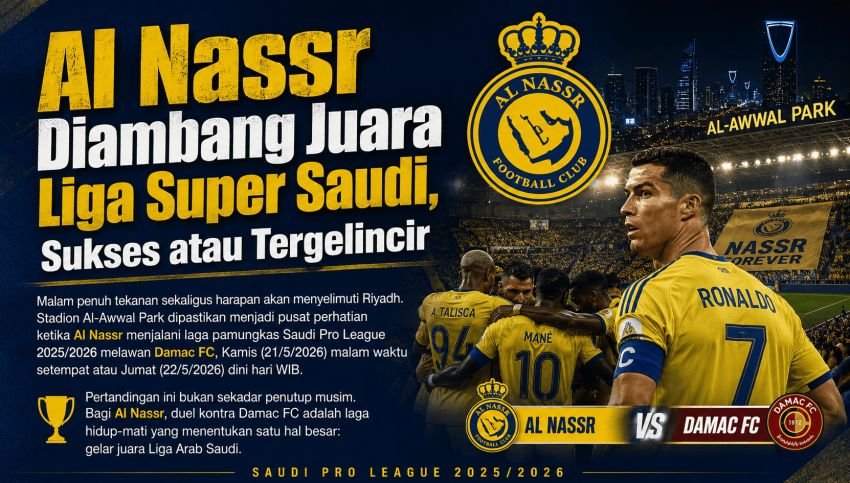 Al Nassr Juara Liga Arab? Ronaldo di Ambang Sejarah pada Laga Penentuan Vs Damac FC