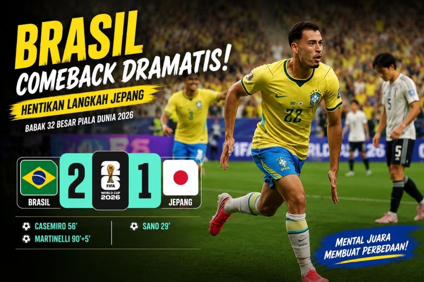 Mimpi Jepang Hancur Seketika, Brasil Lolos Usai Comeback Dramatis