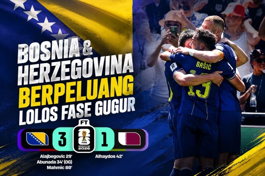 Bosnia & Herzegovina Hajar Juara Asia 3-1, Peluang Lolos Posisi Tiga Terbaik Terbuka
