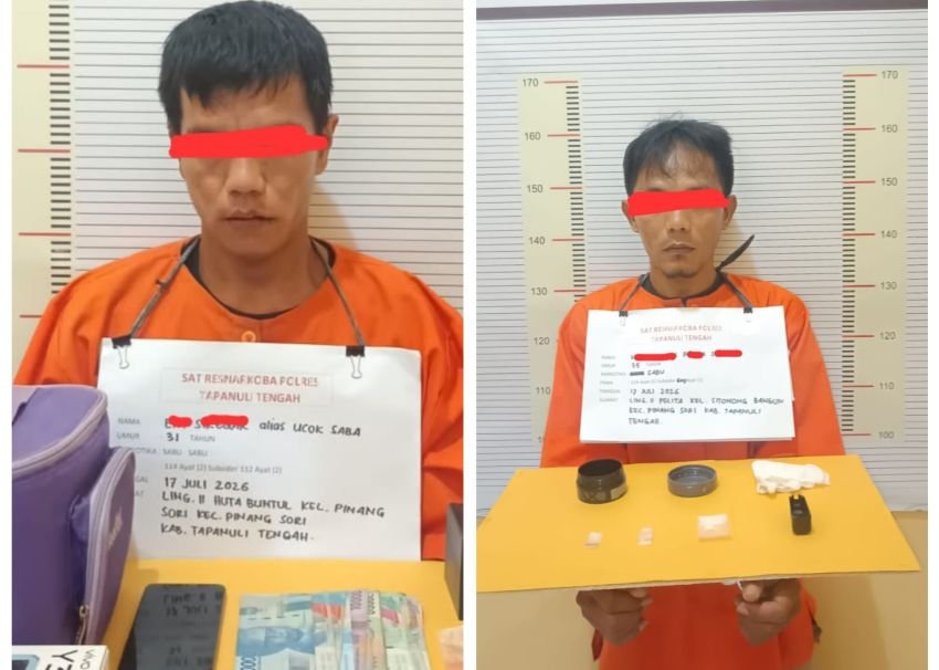 Polisi Tangkap Dua Terduga Pengedar Belasan Gram Sabu di Tapteng