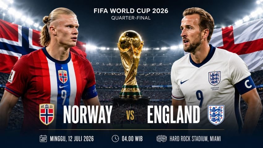 Preview Norwegia vs Inggris: Duel Haaland-Kane Perebutkan Tiket Semifinal Piala Dunia 2026