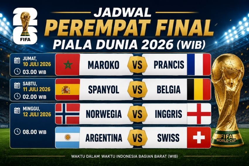 Jadwal Perempat Final Piala Dunia 2026 WIB: Maroko vs Prancis Buka Perebutan Tiket Semifinal