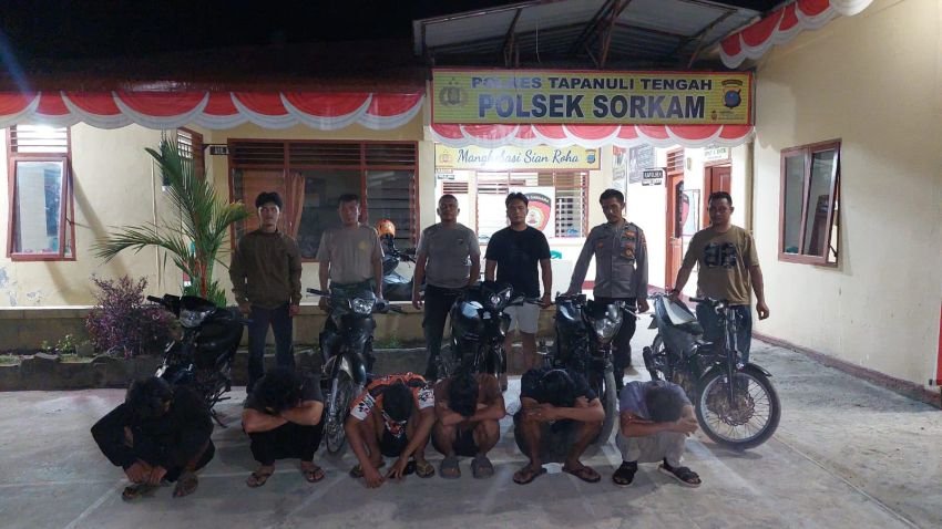 Polsek Sorkam Bubarkan Balap Liar, Lima Sepeda Motor Diamankan