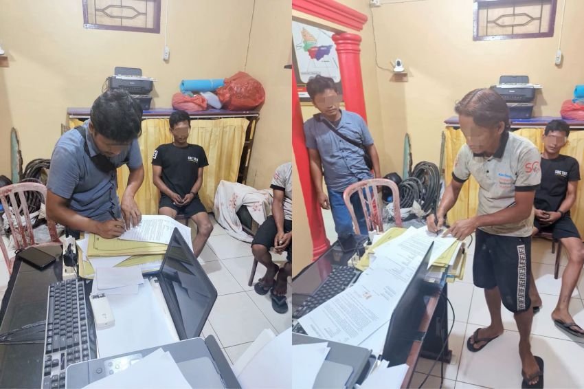 Polsek Pandan Amankan Dua Pria Lakukan Percobaan Pencurian Kabel Telkom