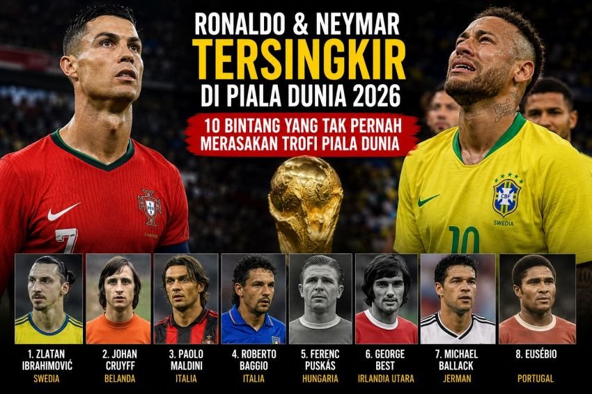 Cristiano Ronaldo dan Neymar Gagal Lagi, Ini 10 Pemain Sepak Bola Tanpa Trofi Piala Dunia