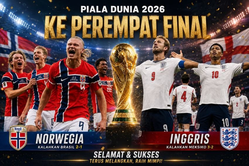 Hasil 16 Besar Piala Dunia 2026: Inggris Menang Dramatis, Norwegia Hancurkan Mimpi Brasil