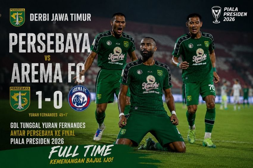 Persebaya Singkirkan Arema, Gol Yuran Fernandes Bawa Bajul Ijo ke Final