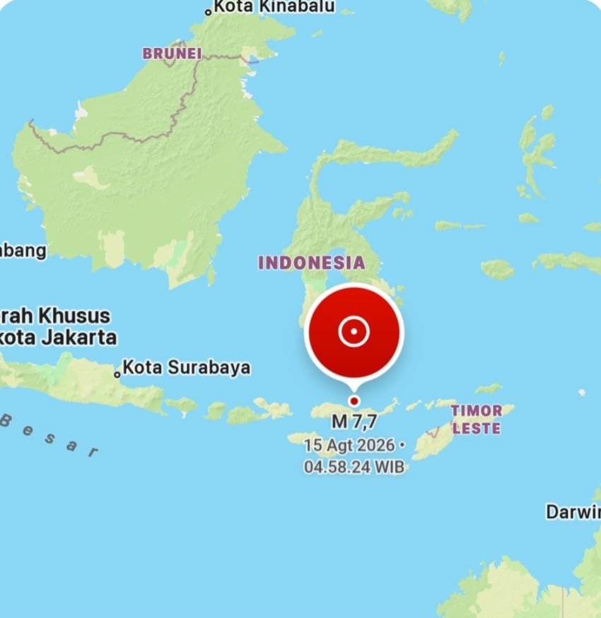 Gempa Magnitudo 7,7 Guncang NTT