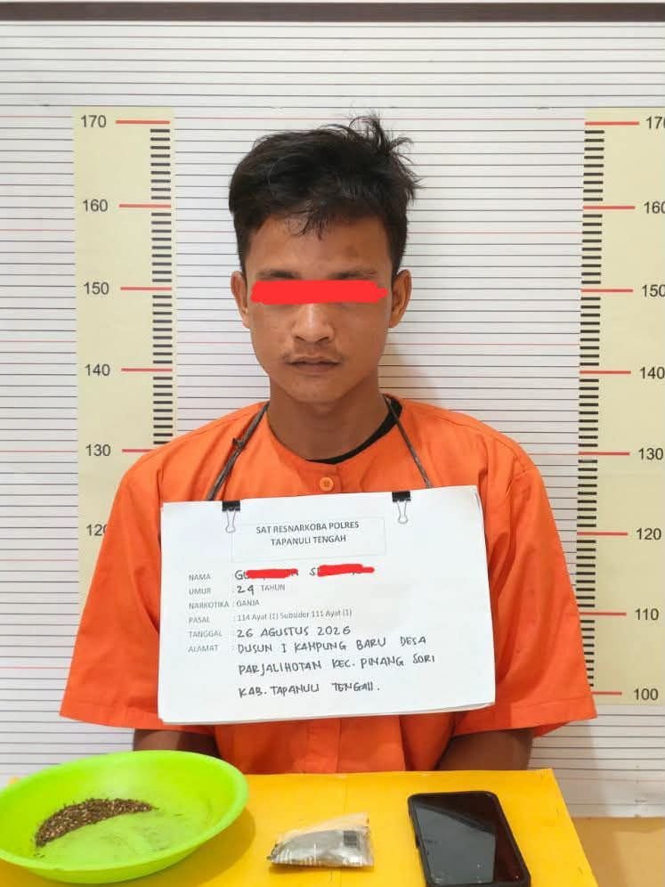 Nekat Transaksi di Pantai Kalangan, Pengedar Ganja Diringkus Polres Tapteng