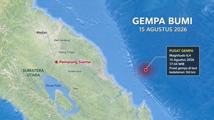 Gempa M6,4 Guncang Pematangsiantar, Getaran Terasa hingga Medan