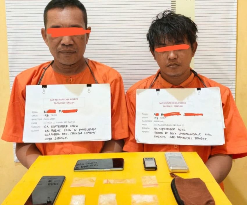Polres Tapteng Ringkus Dua Pengedar Sabu di Sorkam Barat, Sita 12,50 Gram Barang Bukti