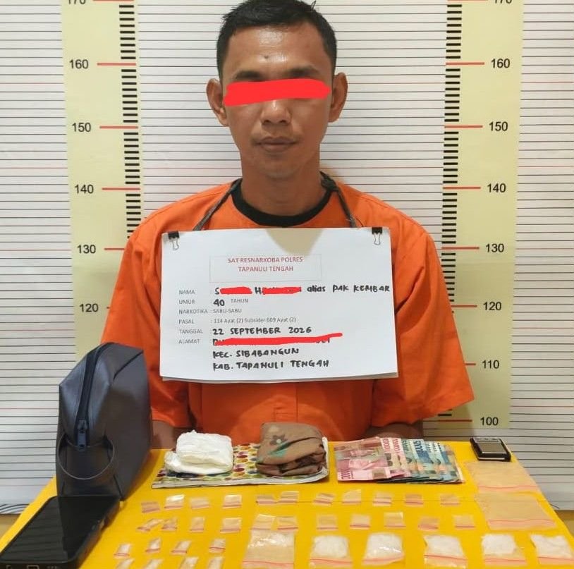 Polres Tapteng Ringkus Pengedar Sabu di Sibabangun, Sita 25,85 Gram Sabu dan Catatan Bon