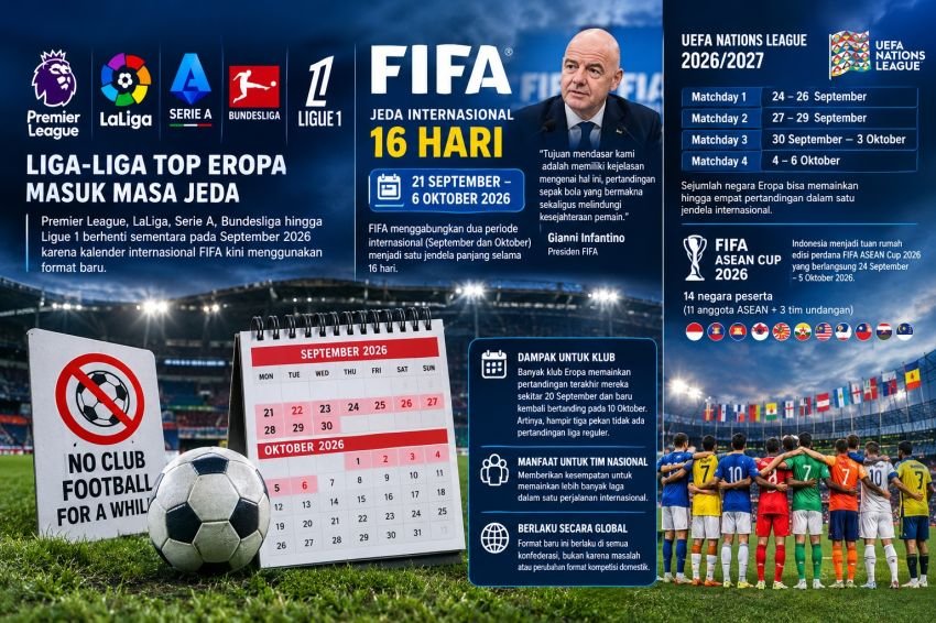 FIFA Ubah Jeda Internasional jadi Penyebab Liga Eropa Libur 16 Hari
