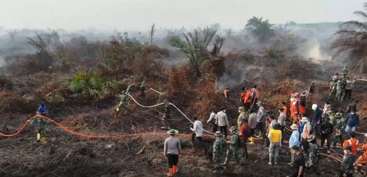 Kebakaran Lahan Meluas ke Indragiri Hulu, Kapolda Riau Pantau Operasi Pemadaman