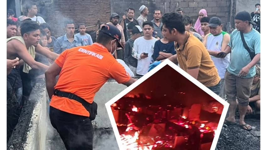Kebakaran Hebat di Kelurahan Kantin Padangsidimpuan, 9 Rumah Ludes dan 1 Warga Meninggal Dunia