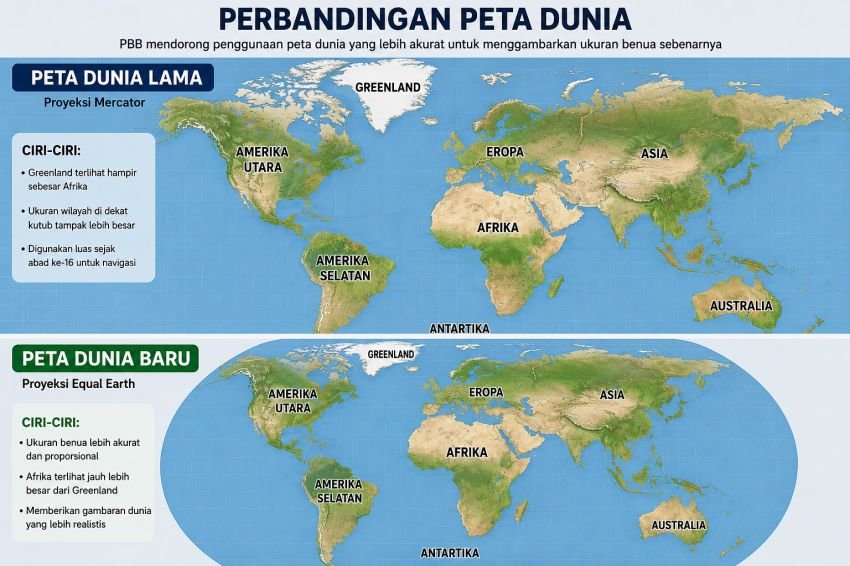 PBB Ubah Peta Dunia, Ternyata Afrika Jauh Lebih Besar