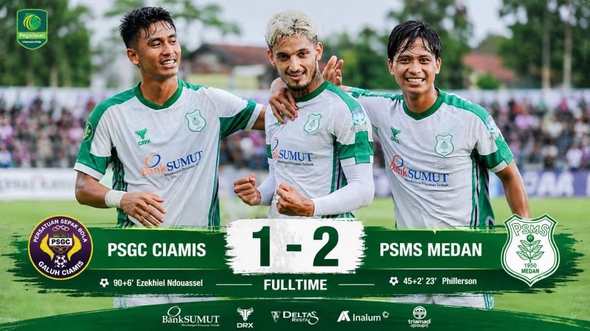 PSMS Medan Curi Kemenangan di Kandang PSGC Ciamis, Phillerson Borong Dua Gol