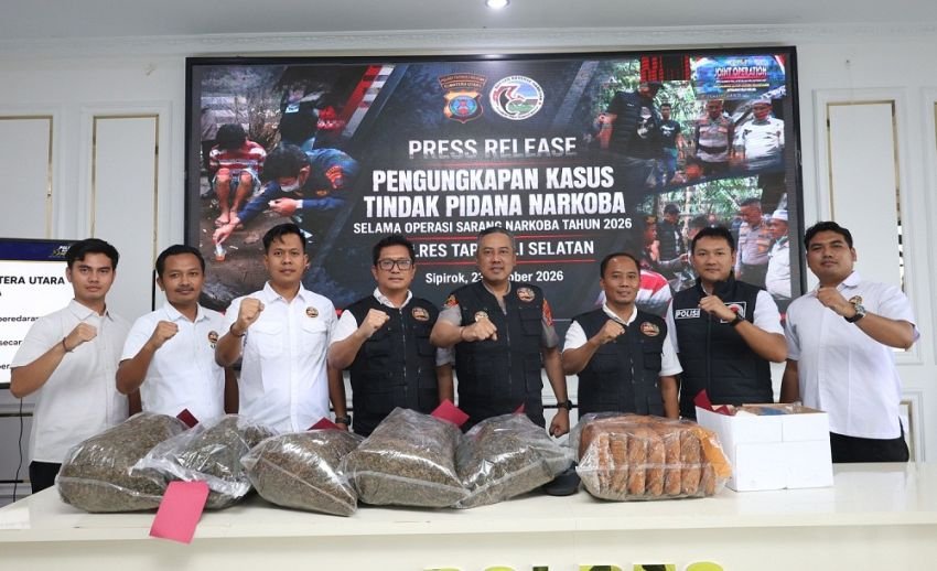 Dalam Dua Pekan Operasi Sarang Narkoba, Polres Tapsel Ringkus 10 Tersangka