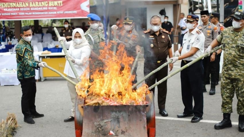 Wabup Madina Ikut Serta Musnahkan Barang Bukti di Kejari
